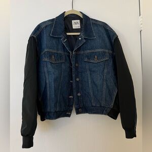 Zara Mixed Material Bomber Jacket